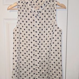 JCrew buttoned sleeveless polkadot top